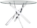 Best Master Furniture Mirage 5 Pcs Glass Top Modern Dining Set, White