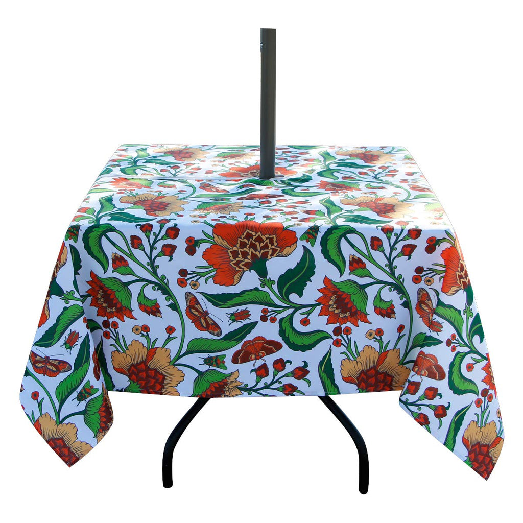 Ehousehome Outdoor Indoor 60Inch Squaretablecloth With Umbrella Hole And Zipper, Waterproof Zippered Patio Table Cloths, Spring/Summer Table Covers For Backyard Circular Table/Bbqs/Picnic