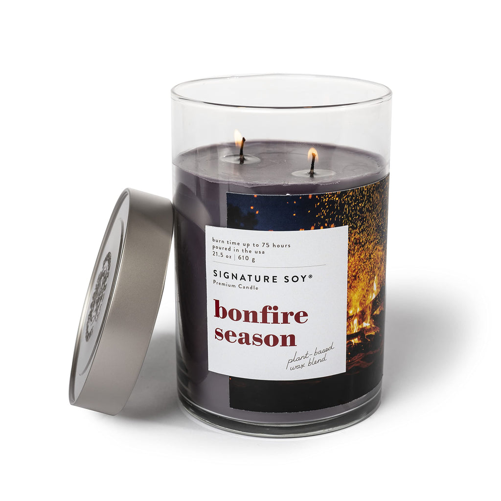 Signature Soy Lidded Bonfire Season Scented Candle, Extra Large Jar