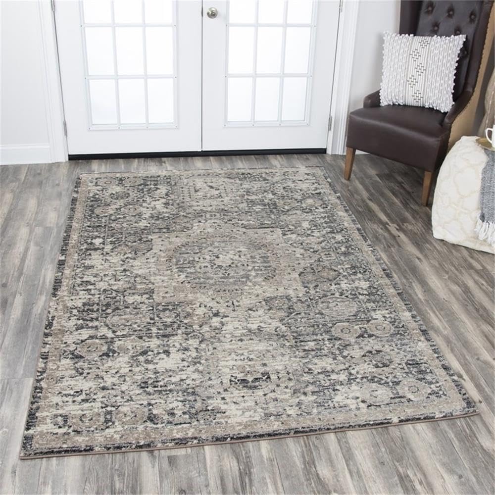 Rizzy Home Alora Decor Swagger 5'3"X7'6" Distress Gray/Natural/Tan/Dk Gray Area Rug