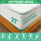 Jamrest Waterproof Mattress Protector Twin Xl Size, Viscose Cooling Breathable Mattress Cover, Fitted Deep Pocket Mattress Pad C