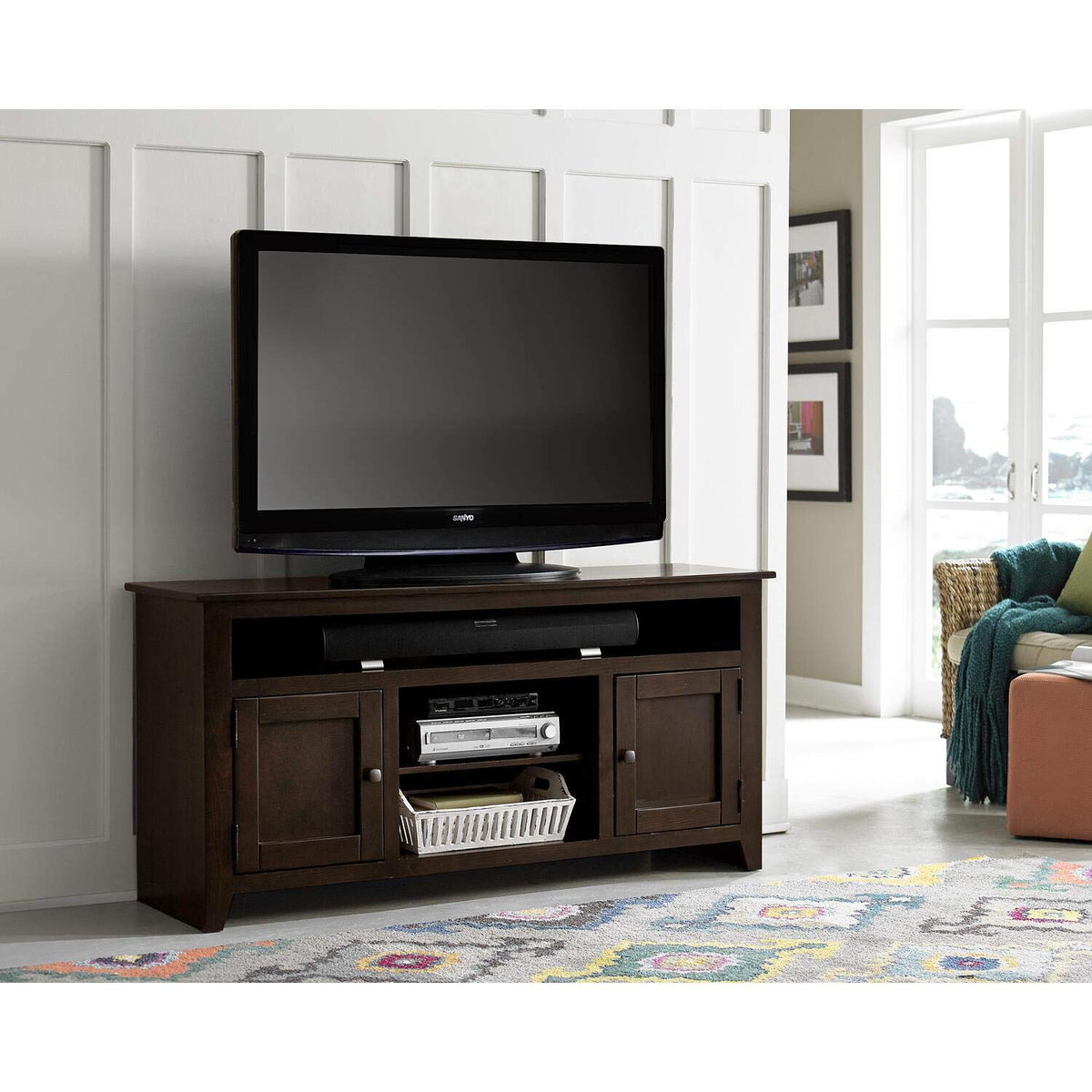 Progressive Furniture Rio Bravo 58 Inch TV Console, Dark Pine