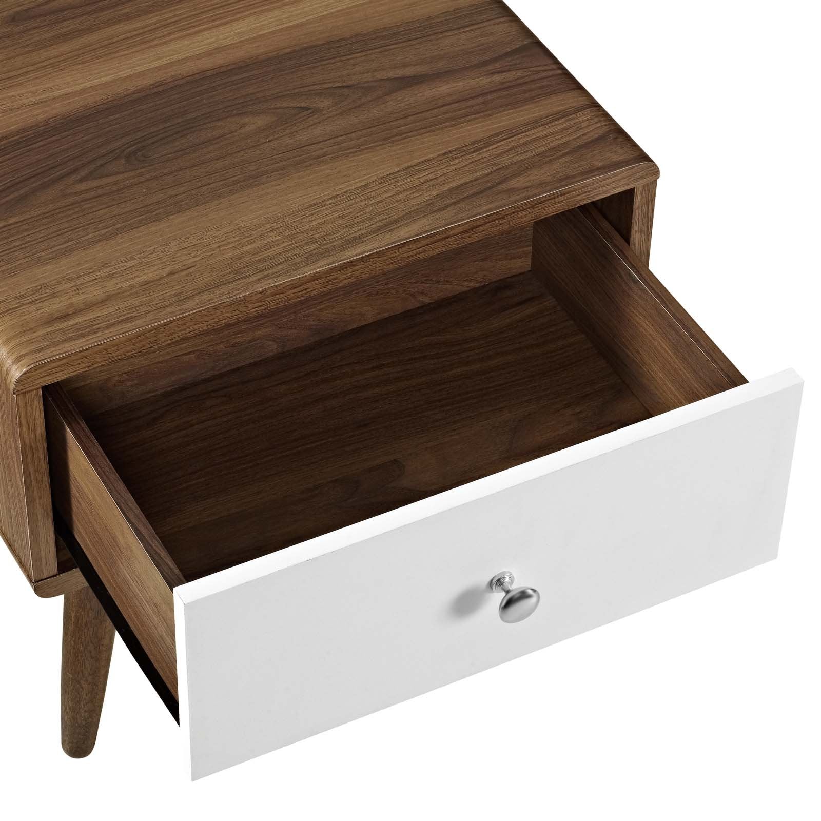 Modway Transmit Mid-Century Modern Nightstand or Side Accent Table in Walnut