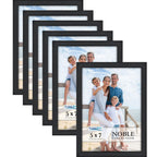 Icona Bay 5x7 Picture Frames (Black, 6 Pack), Modern Professional Frame Set, Noble Collection