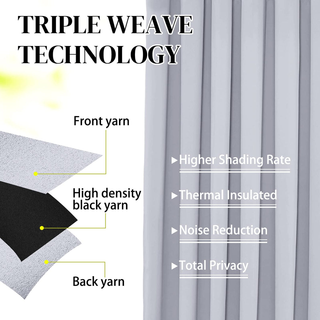 Rhf Wide Thermal Blackout Patio Door Curtain Panel, Sliding Door Insulated Curtains,Thermal Curtains,Grommet Curtains, Curtains
