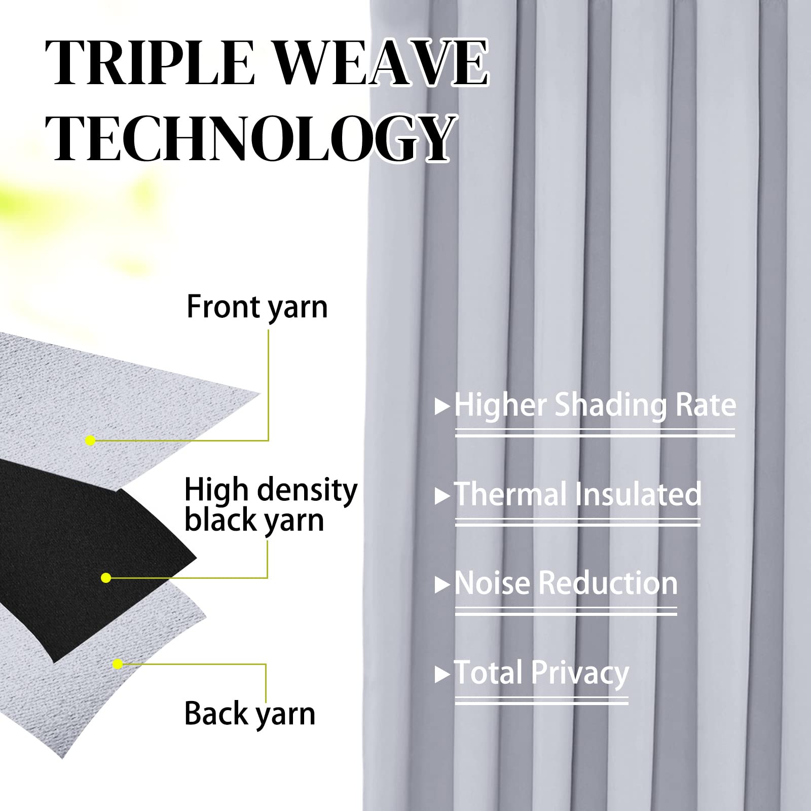 Rhf Wide Thermal Blackout Patio Door Curtain Panel, Sliding Door Insulated Curtains,Thermal Curtains,Grommet Curtains, Curtains