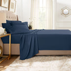 Clara Clark Twin Xl Sheets, 5 Piece Set - Hotel Luxury Sheets For Twin Xl Size Bed, Super Soft Bedding Sheets & Pillowcases, Twin Xl Size Sheets, Navy Blue