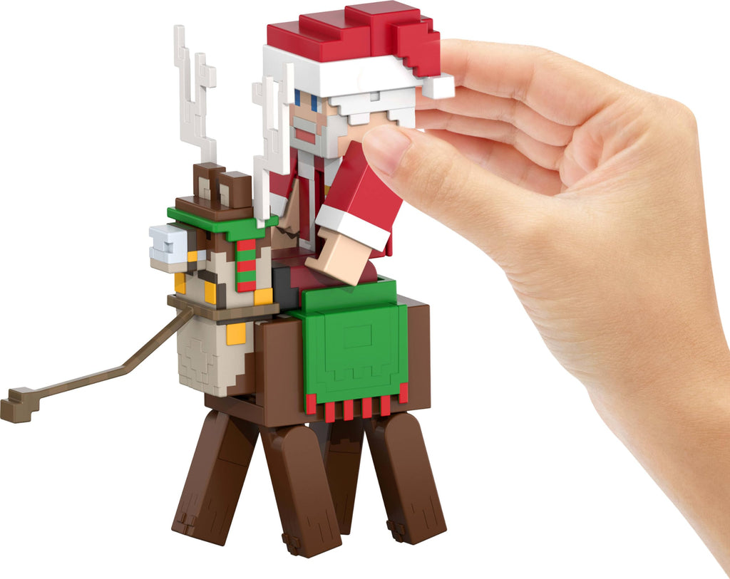 Mattel Minecraft Advent Calendar, 3.25-In Scale Action Figures Including Santa, 17 Accessories & 4 Stickers, Pixelated Design