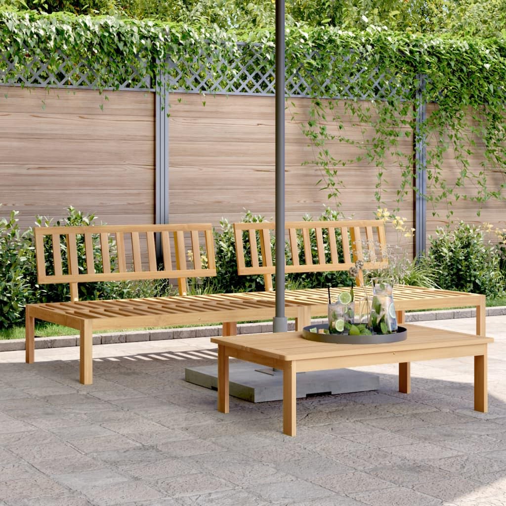 vidaXL Patio Pallet Middle Sofas - Modular Outdoor Furniture 2 Pcs in Solid Wood Acacia for Garden, Patio, Terrace - 47.2 x 36.2 x 27.2 Inches