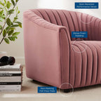 Modway Announce Performance Velvet Channel Tufted Armchair, Dusty Rose