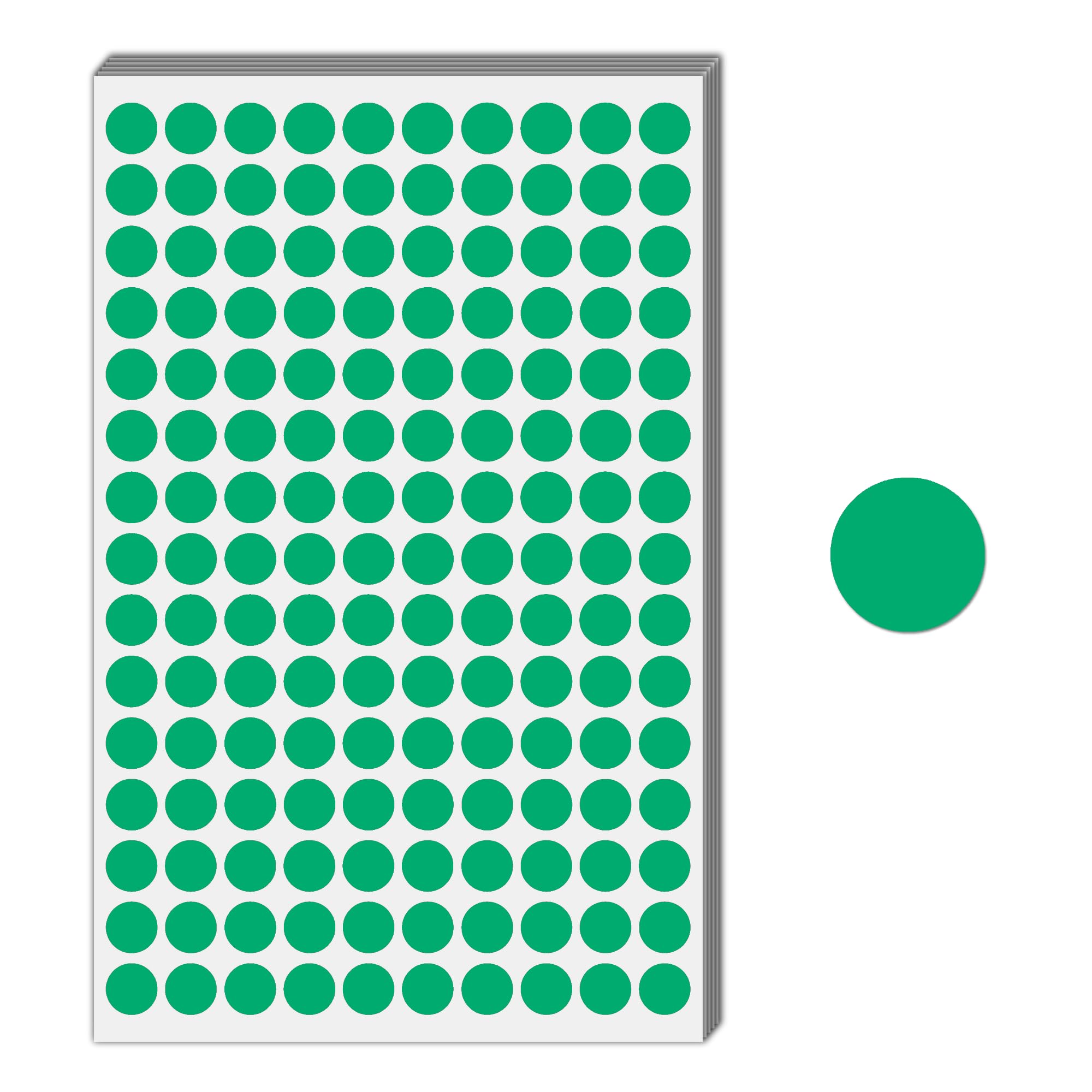 3000 Pieces, 1/2 Inch - Green Dot Stickers, Small Round Circle Dots Labels