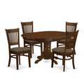 East West Furniture KEVA5-ESP-C 5 Piece Kitchen Table & Chairs Set Includes an Oval Dining Room Table with Butterfly Leaf and 4 Linen Fabric Upholstered Chairs, 42x60 Inch, Espresso