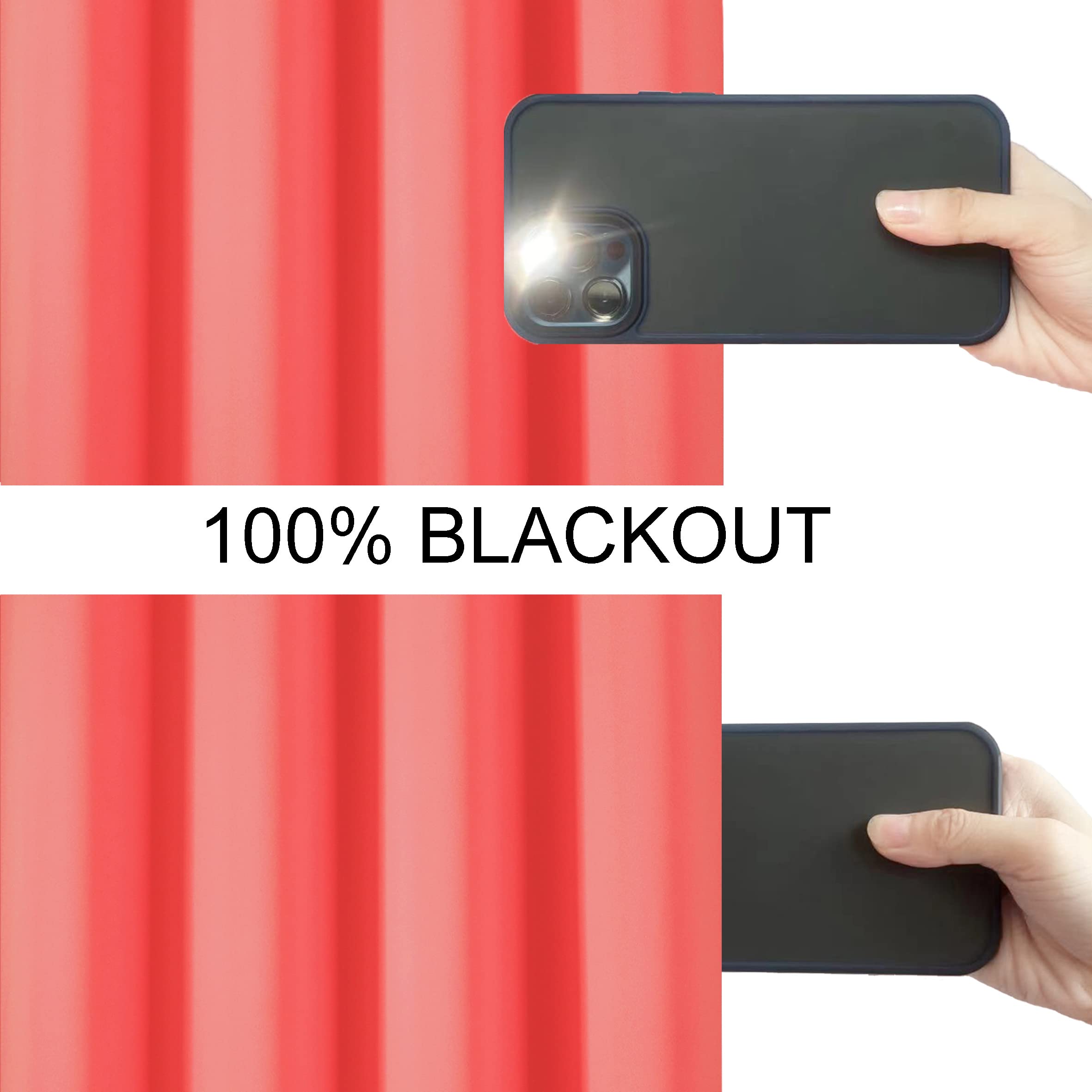 Lemomo 100% Blackout Curtains 52 X 72 Inch/Coral Curtains 2 Panels With Black Lining Room Darkening Thermal Insulated Bedroom Cu