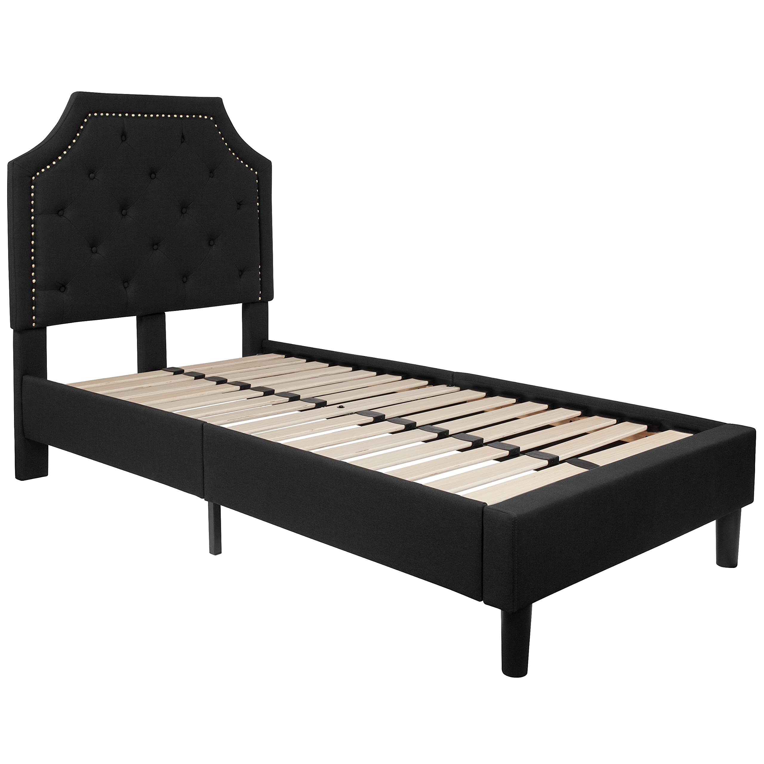 Flash Furniture Brighton Twin Size Tufted Upholstered Platform Bed In Black Fabric