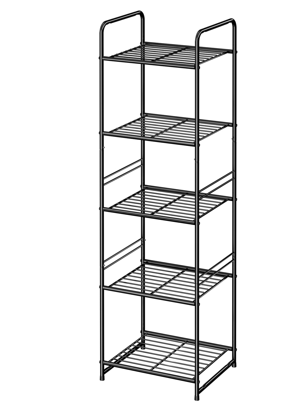 GEORIS 5 Tier Metal Wire Shelving Storage Rack Outdoor Indoor Waterproof, Heavy Duty Steel 17.7- Inch Width Bathroom Organzier S