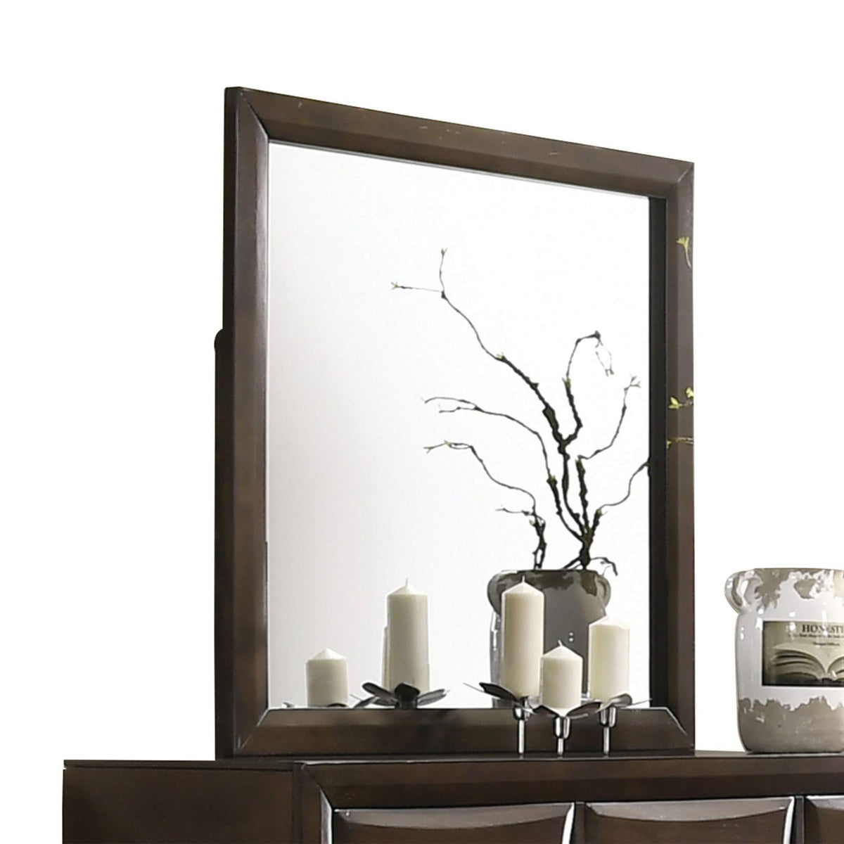 HomeRoots Furniture 39-inch X 36-inch Walnut Wood Mirror