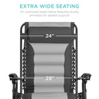 Best Choice Products Oversized Padded Zero Gravity Chair, Folding Outdoor Patio Recliner, Xl Anti Gravity Lounger For Backyard W/Headrest, Cup Holder, Side Tray, Polyester Mesh - Gray/Light Gray