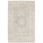 HomeRoots 509480 8 x 10 ft. Gray & Beige Oriental Hand Loomed Stain Resistant Rectangle Area Rug with Fringe