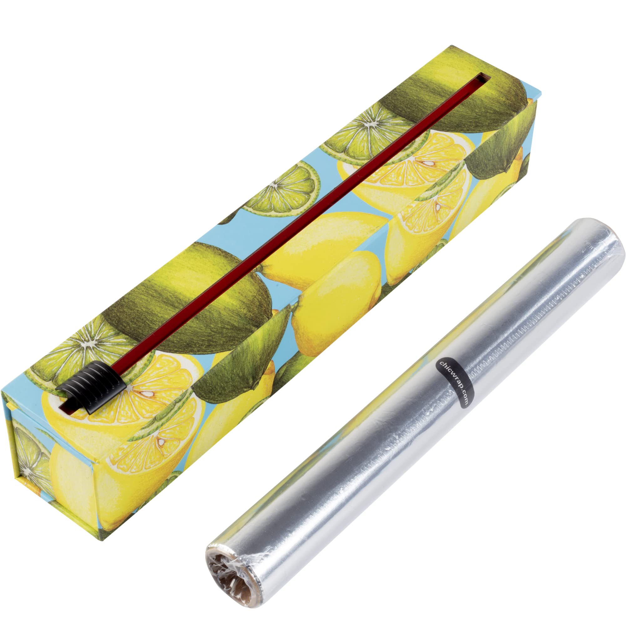 Chicwrap Lemon Refillable Foil Dispenser - Includes 12'X 30' Roll Of Professional Aluminum Foil - Reusable Dispenser W/Slide Cu
