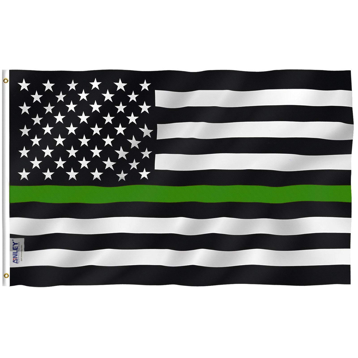 Anley Fly Breeze 3X5 Foot Thin Green Line Usa Flag - Vivid Color And Fade Proof - Canvas Header And Double Stitched - Support Fo