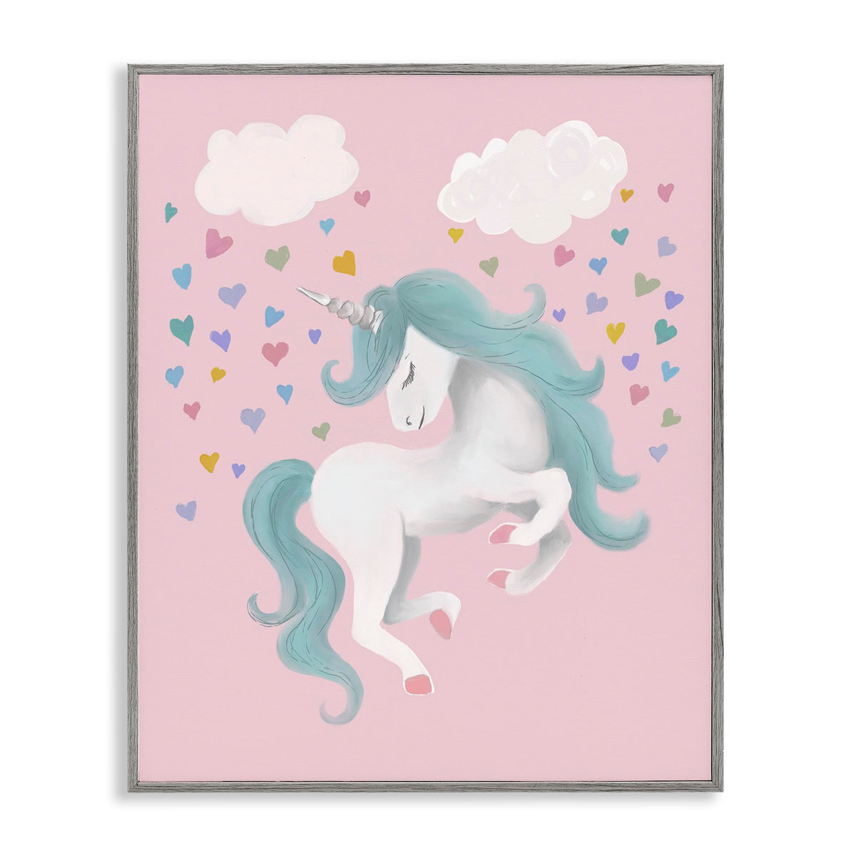 Stupell Industries Pink Pastel Unicorn Clouds Framed Giclee Art, Design by Elizabeth Medley