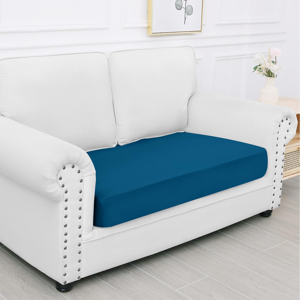 Smiry Waterproof Couch Cushion Covers, Stretch Washable Sofa Cushion Cover, Soft Sofa Slipcover Elastic Non-Slip Furniture Protector For Pets, Kid (Medium, Deep Teal)