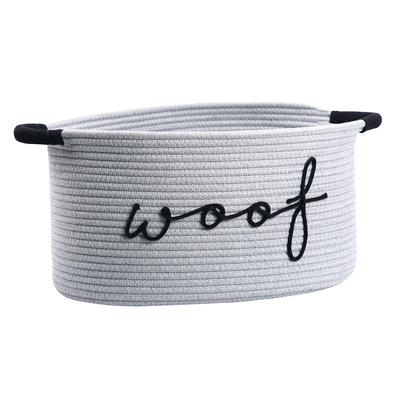 ZOMBATI Woof Dog Basket - Cotton Rope Pet Storage Bin With Durable Handles, Large Toy Organizer for Puppies, Perfect for Chew To