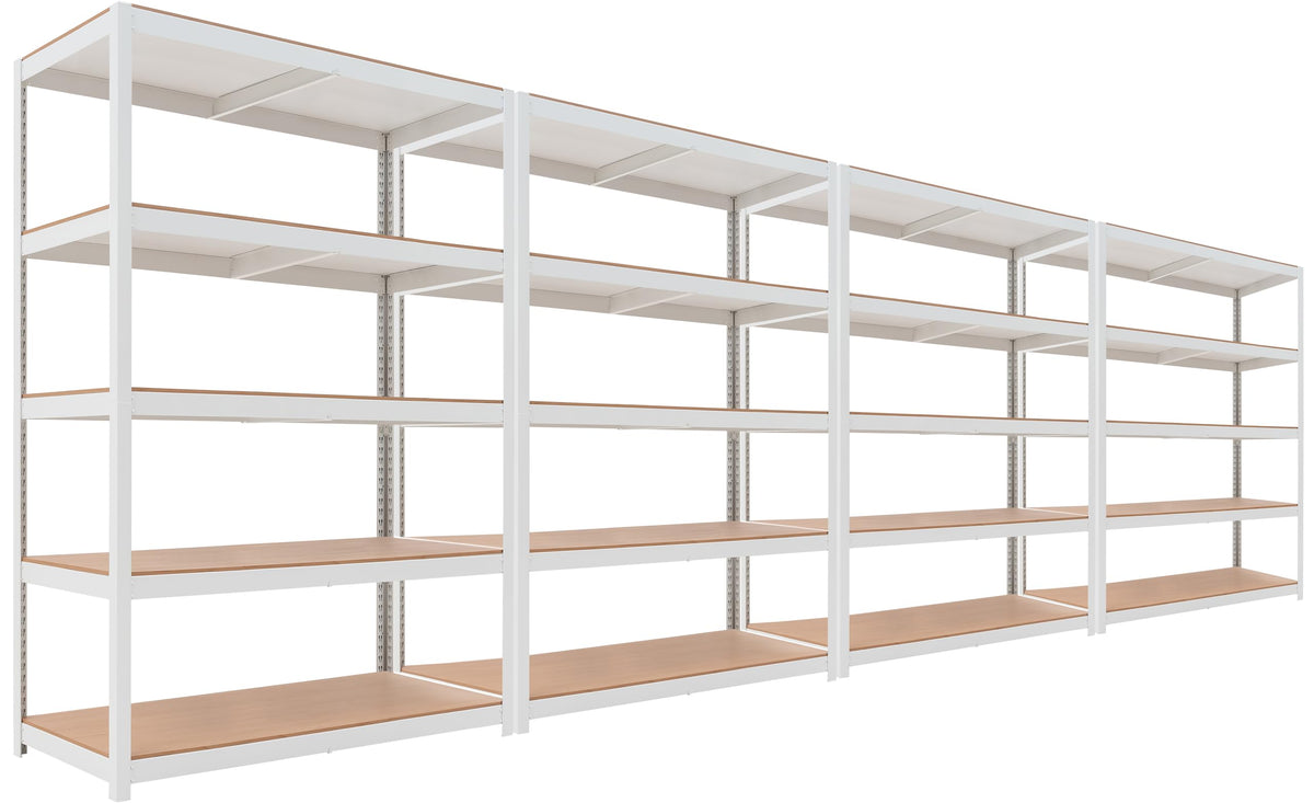 HOMEDANT House Z-Beam White Heavy Duty Garage Storage Shelving Adjustable 5-Tier Metal Shelves Laminated Shelf Industrial Utilit