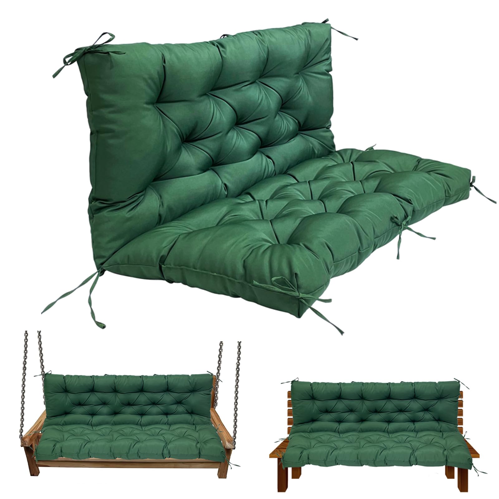 Lqqsdpj Swing Replacement Cushions For Outdoor: 2-3 Seater Bench Waterproof Cushion With Ties - 4In Thick Swing Cushion For Gard