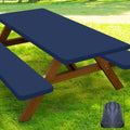 Smiry Picnic Table Cover with Bench Covers, Waterproof Elastic Fitted Polyester Tablecloths for 5 Ft Rectangle Tables, Washable 