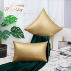Brawarm Gold Leather Throw Pillows 16 X 16 Inches, Snake Leather Pillow Covers Pack Of 2, Faux Leather Decorative Pillow Covers