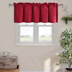 DWCN Red Valance for Windows, Kitchen Curtain Valance 18 Inches, Basement Curtains for Windows, Rod Pocket Window Valance for Ba