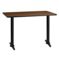 Flash Furniture Graniss 30'' X 42'' Rectangular Walnut Laminate Table Top With 5'' X 22'' Table Height Bases