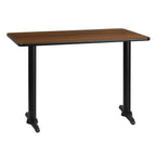 Flash Furniture Graniss 30'' X 42'' Rectangular Walnut Laminate Table Top With 5'' X 22'' Table Height Bases