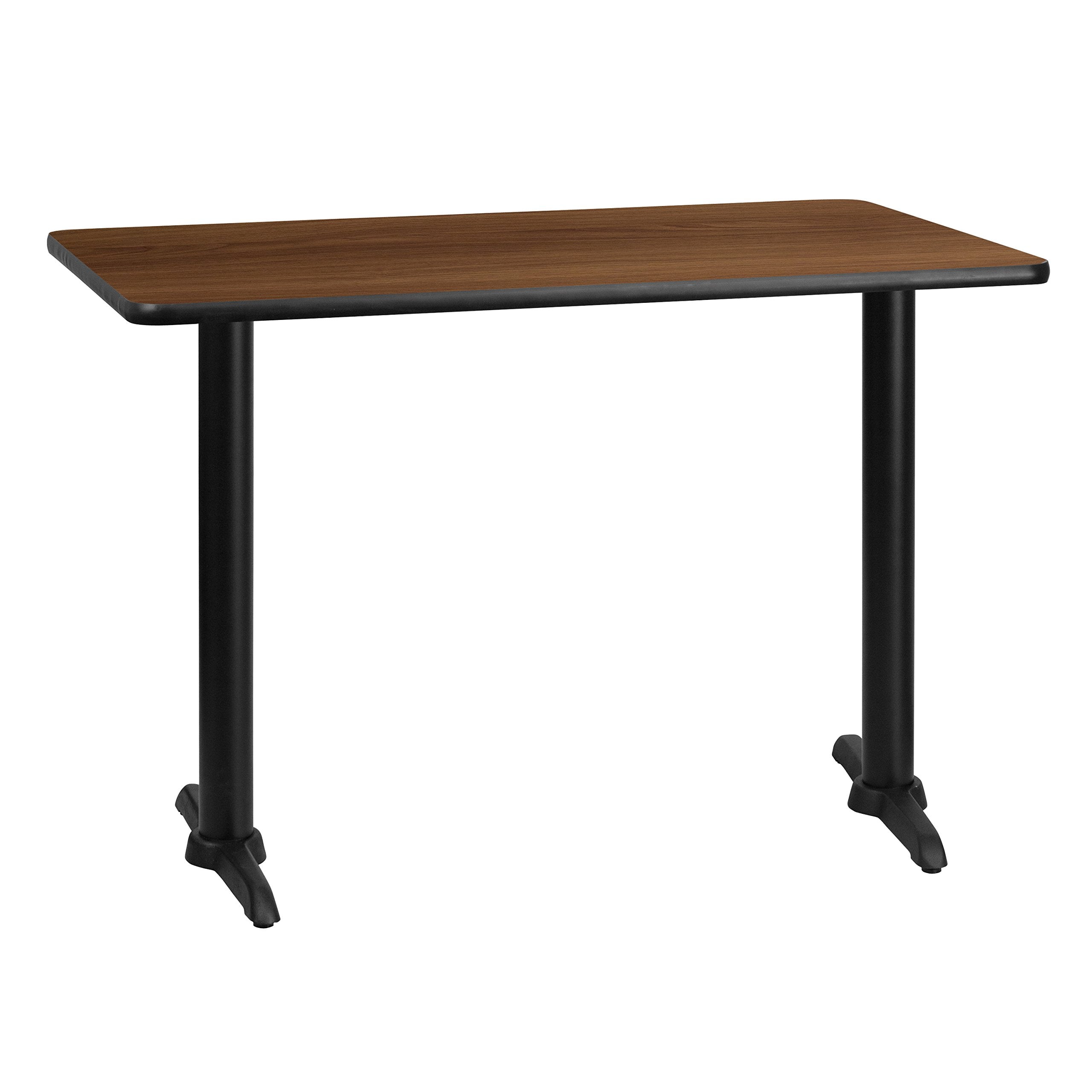 Flash Furniture Graniss 30'' X 42'' Rectangular Walnut Laminate Table Top With 5'' X 22'' Table Height Bases