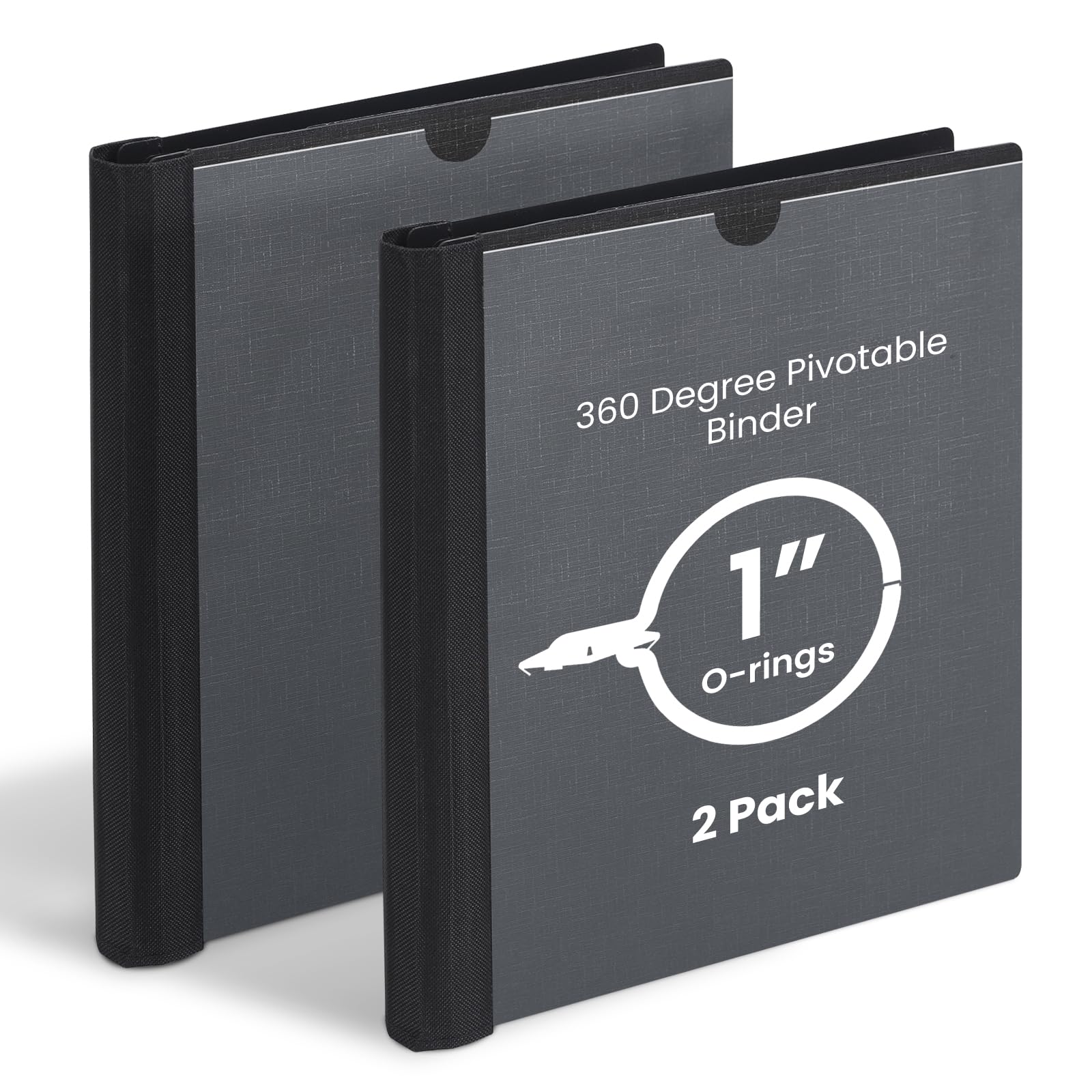 Tashkummy 360 Degree Pivotable Binder, 3 Ring Binder 1 Inch, Flexible Binders 3 Ring, Foldable Three Ring Binders- Black