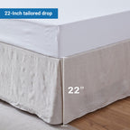 Simple&Opulence Belgian Linen Bed Skirt With Classic 22 Inch Tailored Drop Dust Ruffle, Easy Fit Breathable Premium Natural Flax
