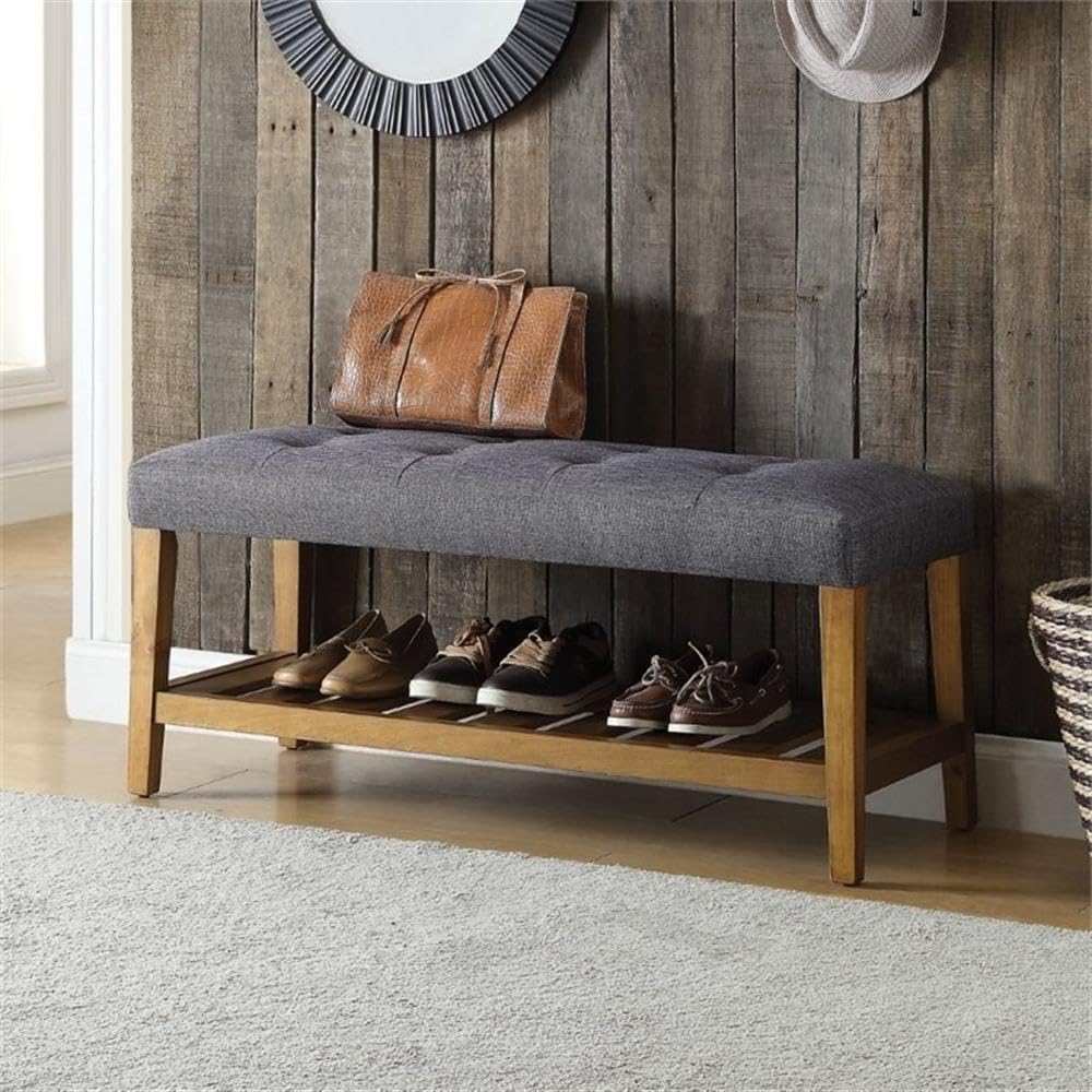 Acme Charla Bench In Gray And Oak