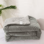 Luxlovery Grey Velvet Comforter Set California King Gray Plush Fluffy Bedding Comforter Set Cal King Light Grey Winter Warm Flan