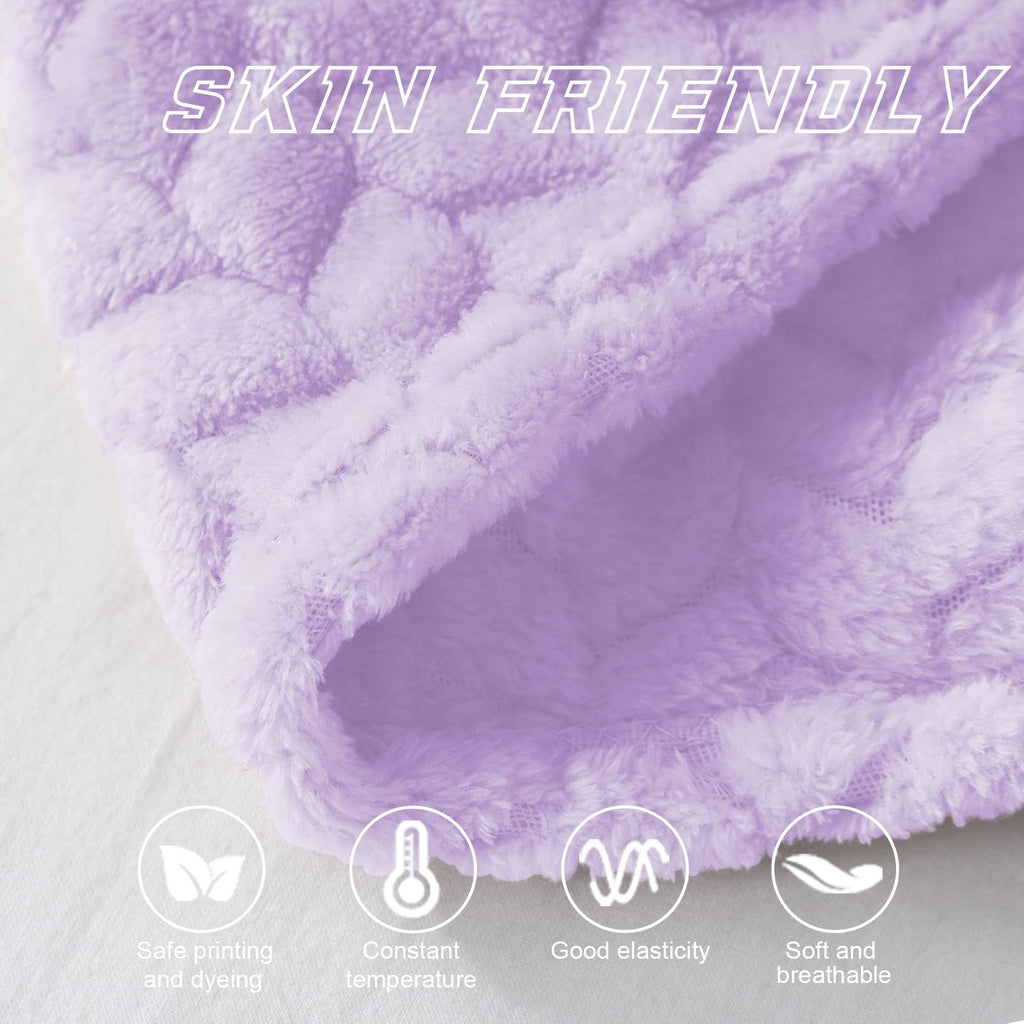 Exclusivo Mezcla Lilac Purple Fleece Queen Size Blanket For Bed, 90X90 Inches Soft Cozy 3D Decorative Jacquard Flannel Blankets,