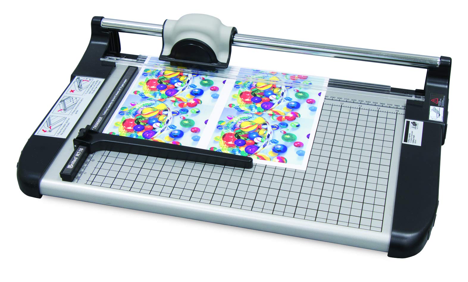 United Rt18 Commercial Rotary Paper Trimmer, Sturdy Metal Base, 18' Cut Length, 15 Sheet Capacity, Office And Crafts