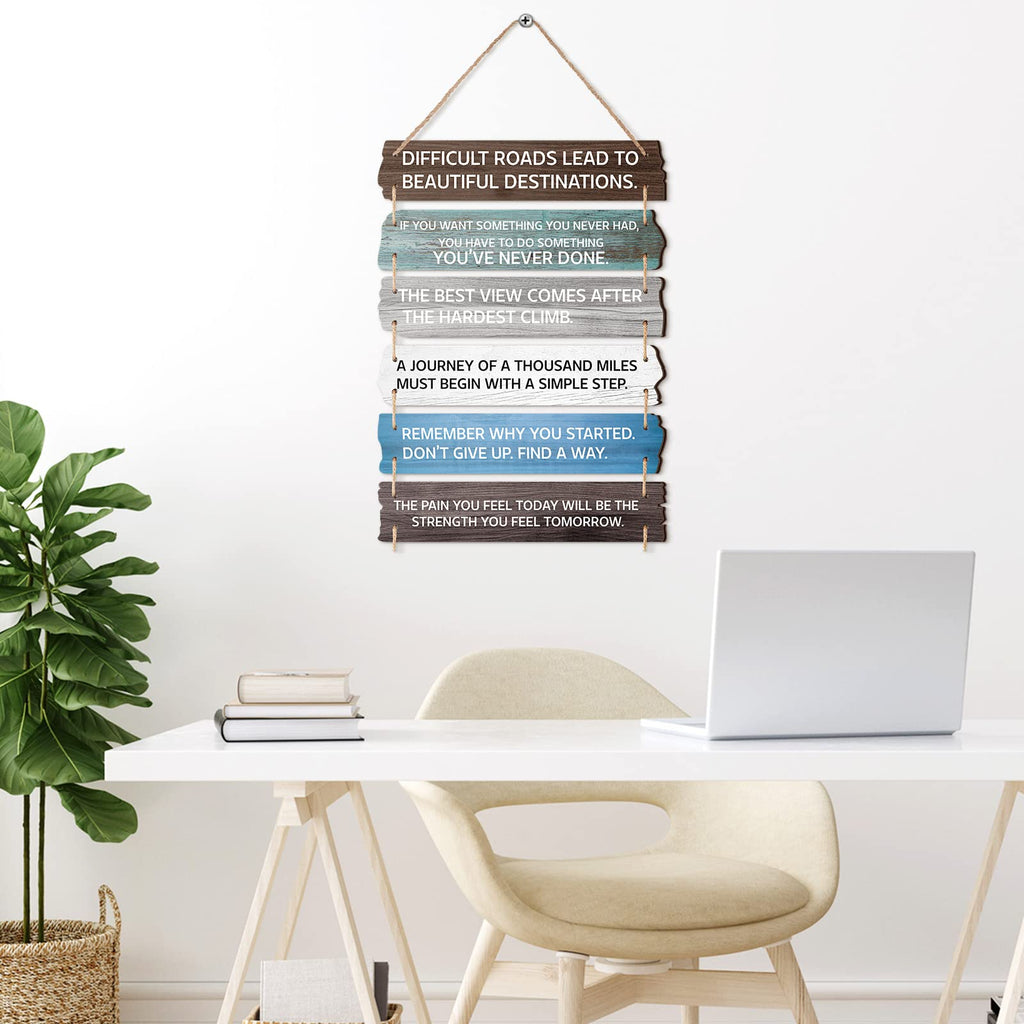 6 Pieces Watch Your Thoughts Wall Art Inspirational Quotes Wall Art Motivational Wooden Decor Rustic Hanging Wall Plaque Sign Po