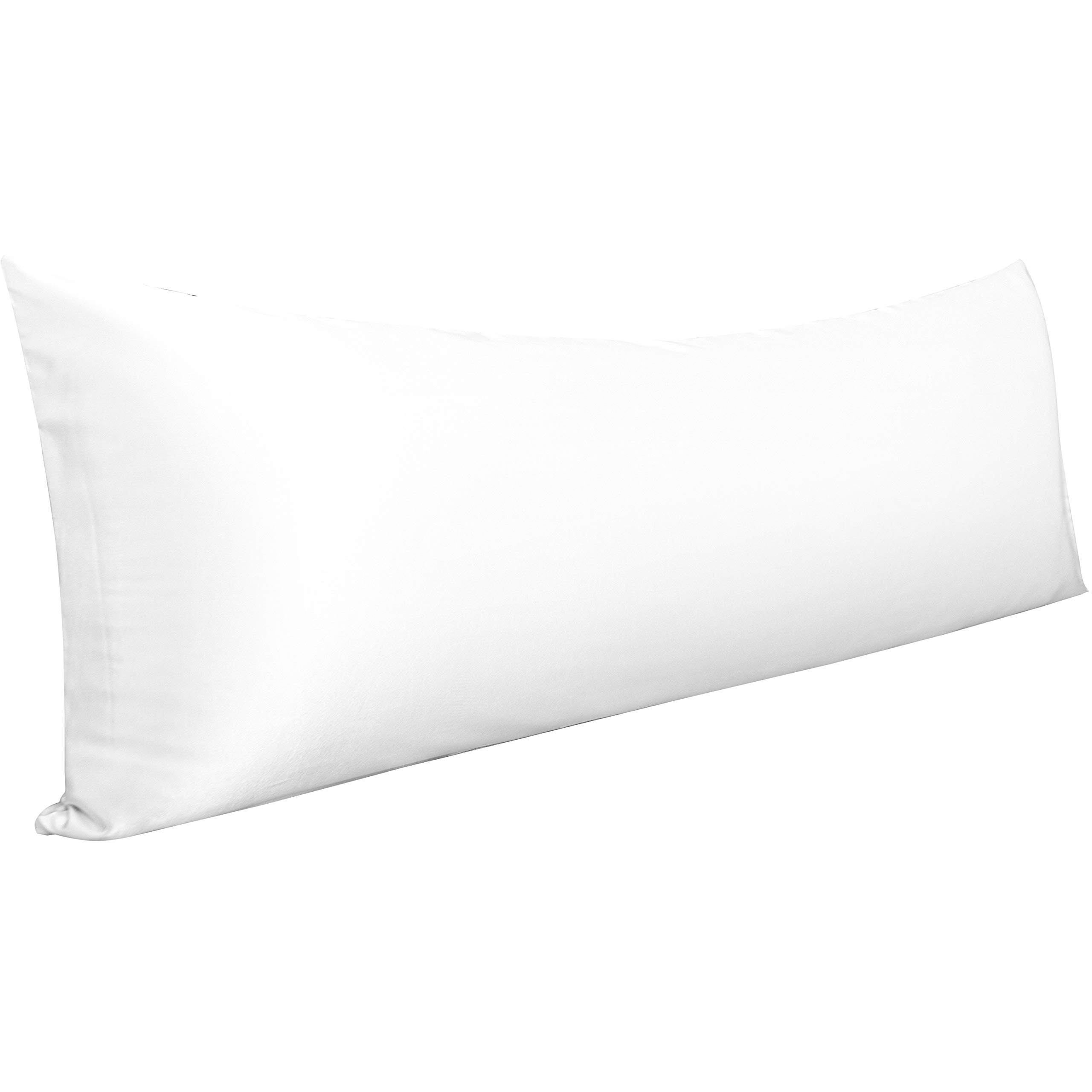 Ntbay Satin Body Pillowcase For Hair And Skin, Luxurious And Silky Pillow Case With Envelope Closure, 20X54 Inches, White