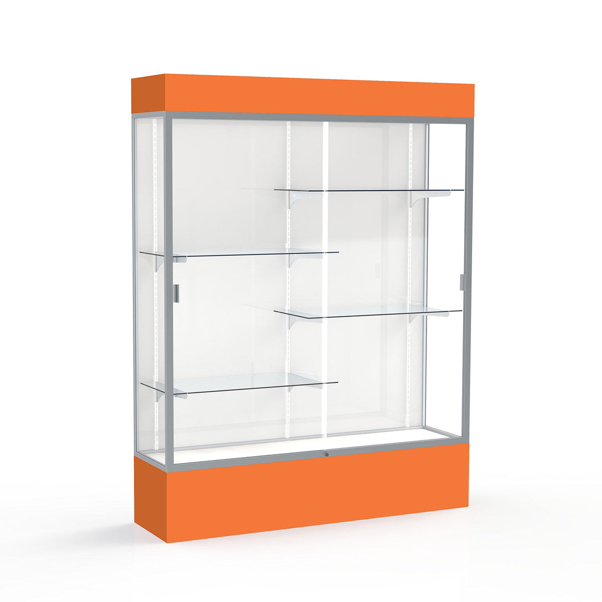 Waddell Spirit Lighted Floor Display case, 60 inches Wide, Orange