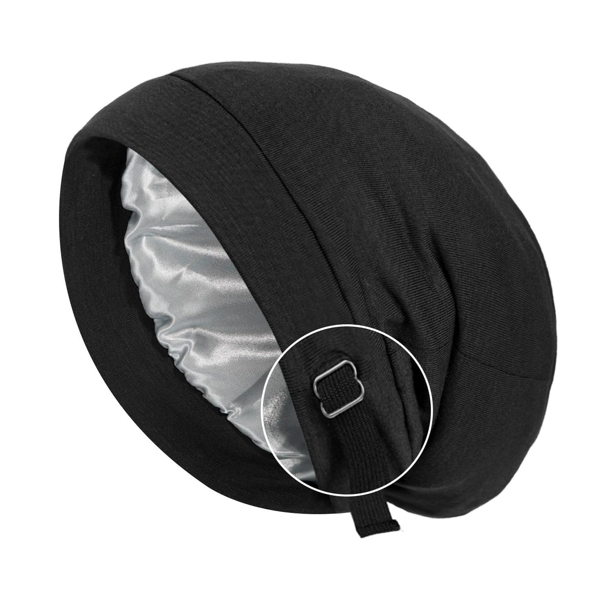 Silky Bonnet Hair Bonnet for Sleeping Satin Lined Sleep Cap Hair Wrap for Sleep Chemo Headwear Beanies for Women Men Black