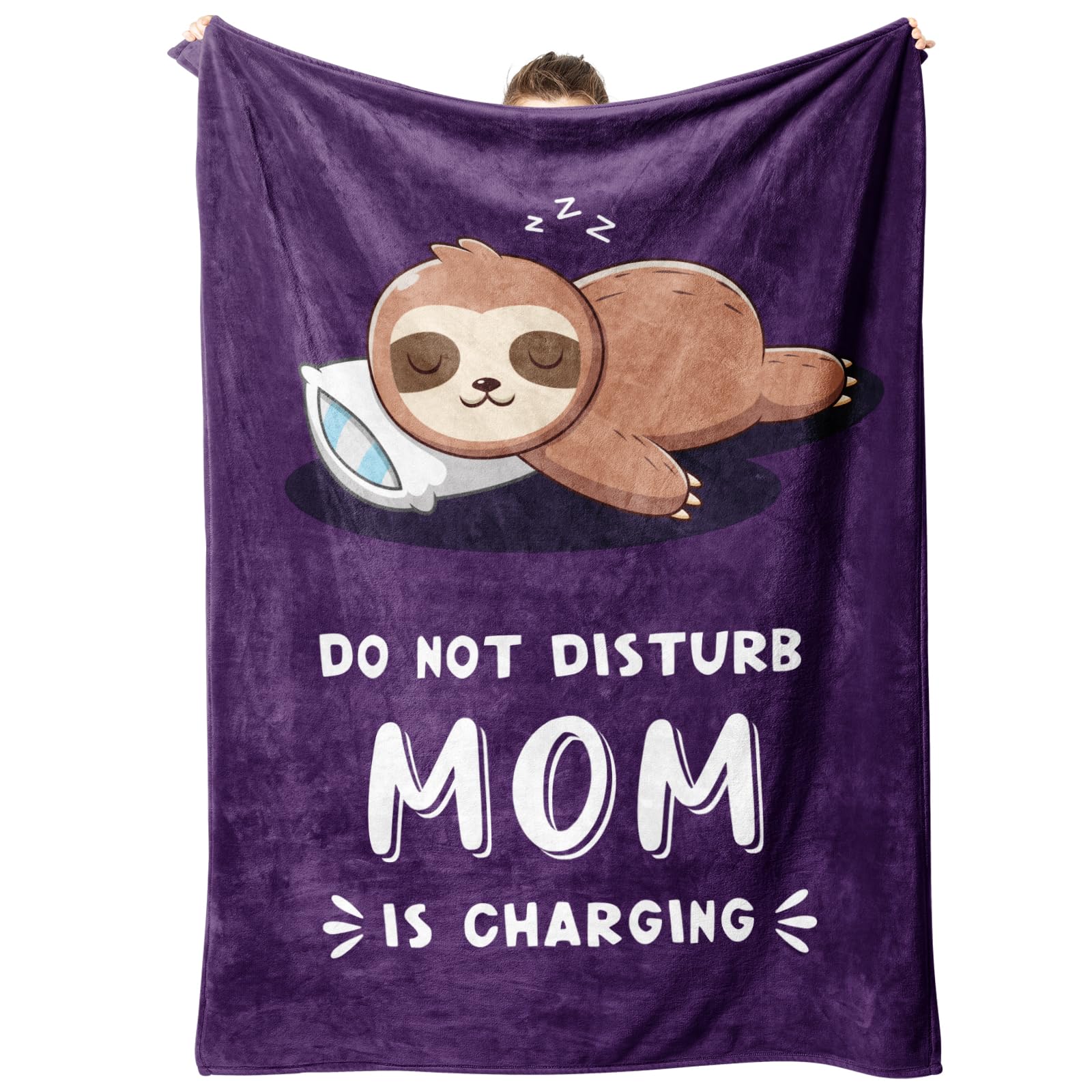 Funny Gifts For Mom Mothers Day, Mom Is Charging Sloth Blanket 60' X 50', Moms Birthday Gifts, Present For Moms From Daguther