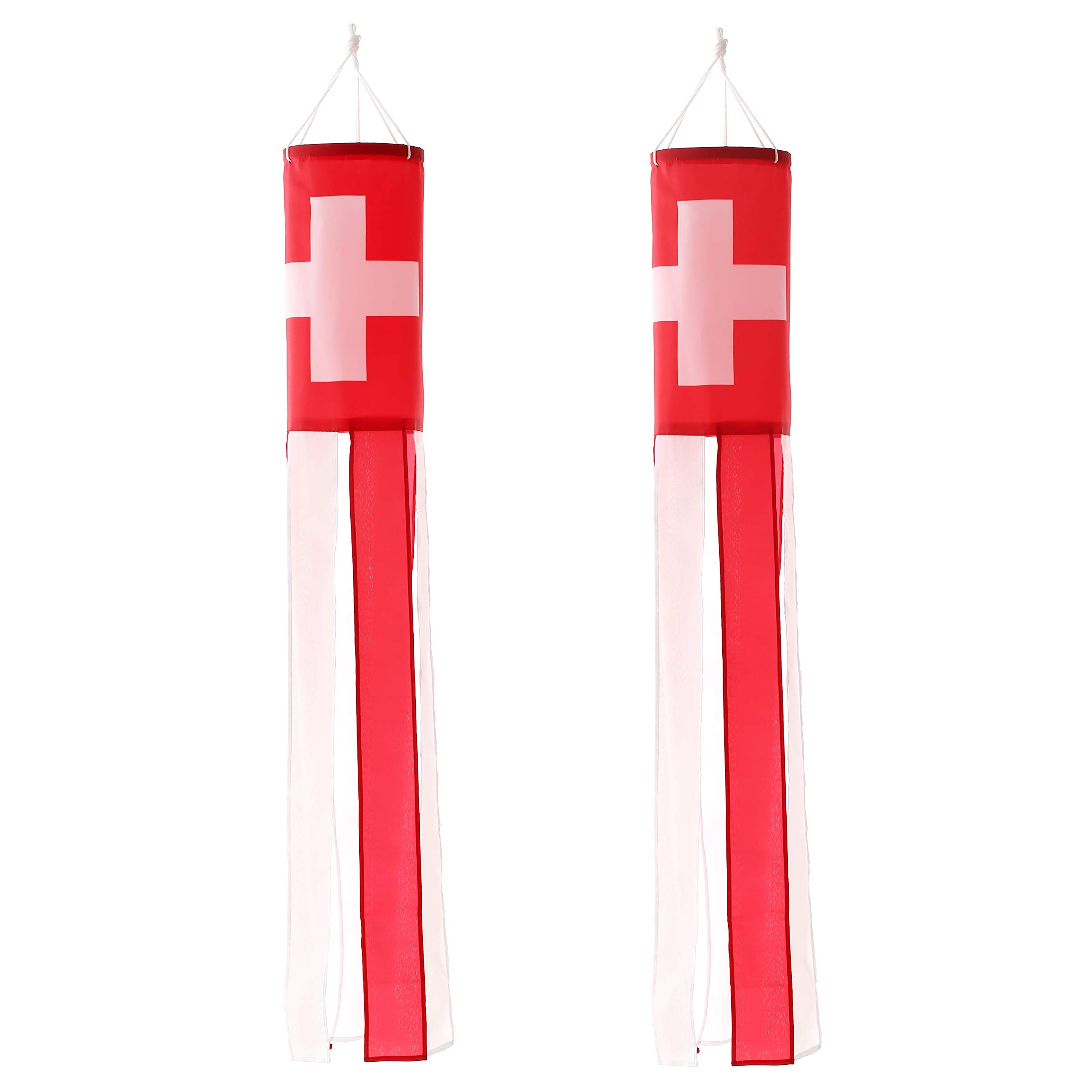 Switzerland Swiss Flag Windsock 2 Pack Stripes Wind Socks For Yard And Garden Flag,Front Porch Hanging Waterproof Suitable For E