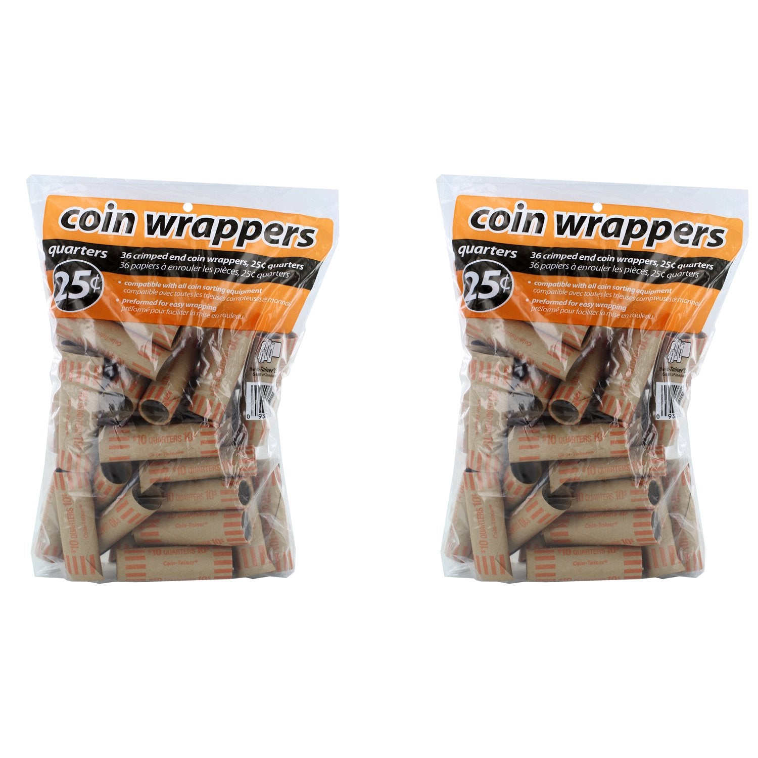 Coin-Tainer Quarter Coin Wrappers, Pack Of 72