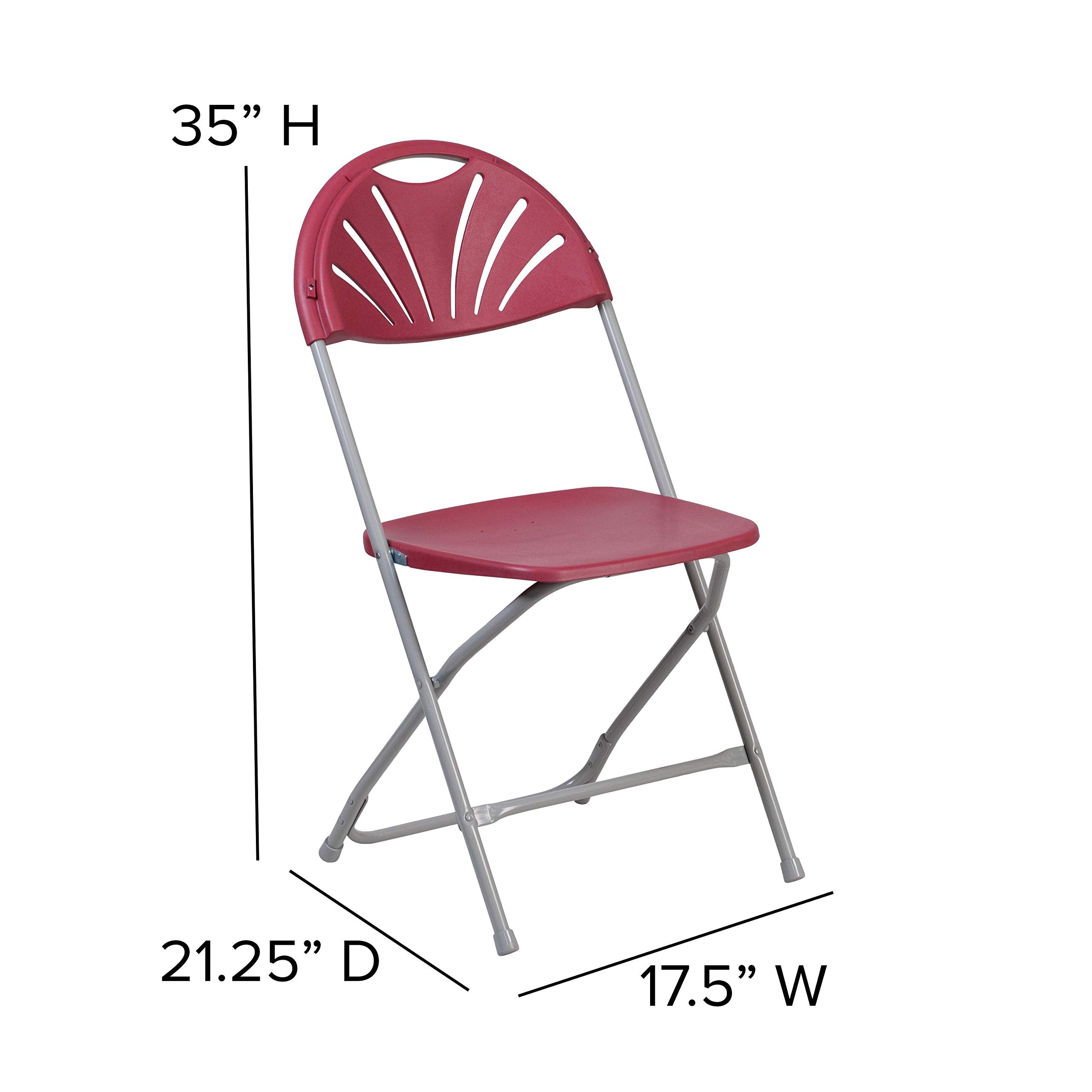 Flash Furniture Hercules Series 650 Lb. Capacity Burgundy Plastic Fan Back Folding Chair