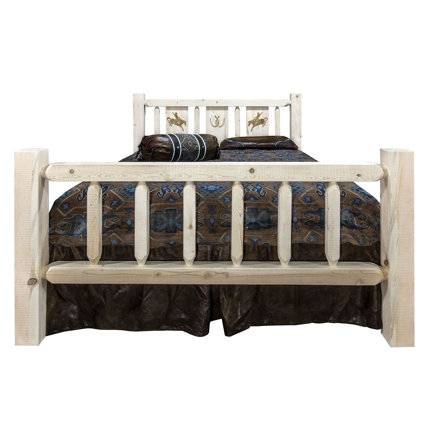 Montana Woodworks Bronc Design Laser Engraved Bed in Clear Lacquer (Twin: 87 in. L x 46 in. W x 47 in. H (169 lbs.))